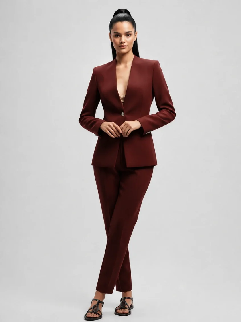 Women's Burgundy Tailored Blazer
